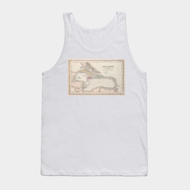 Vintage Map of The Caribbean (1857) Tank Top by Bravuramedia